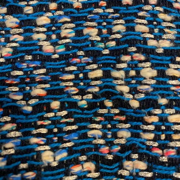 DVF Diane Von Furstenberg Jacket Size 6 Blue White Black Metallic - Picture 4 of 15